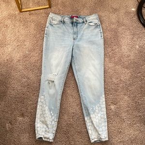 High rise skinny cropped distressed jeans